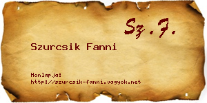 Szurcsik Fanni névjegykártya